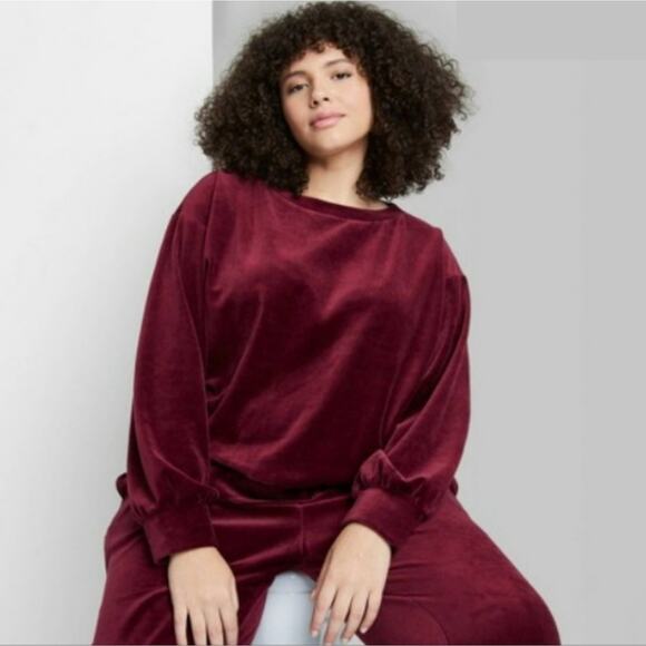 Wild Fable Women's Long Sleeve Velour Pullover Sweatshirt - Picture 1 of 4